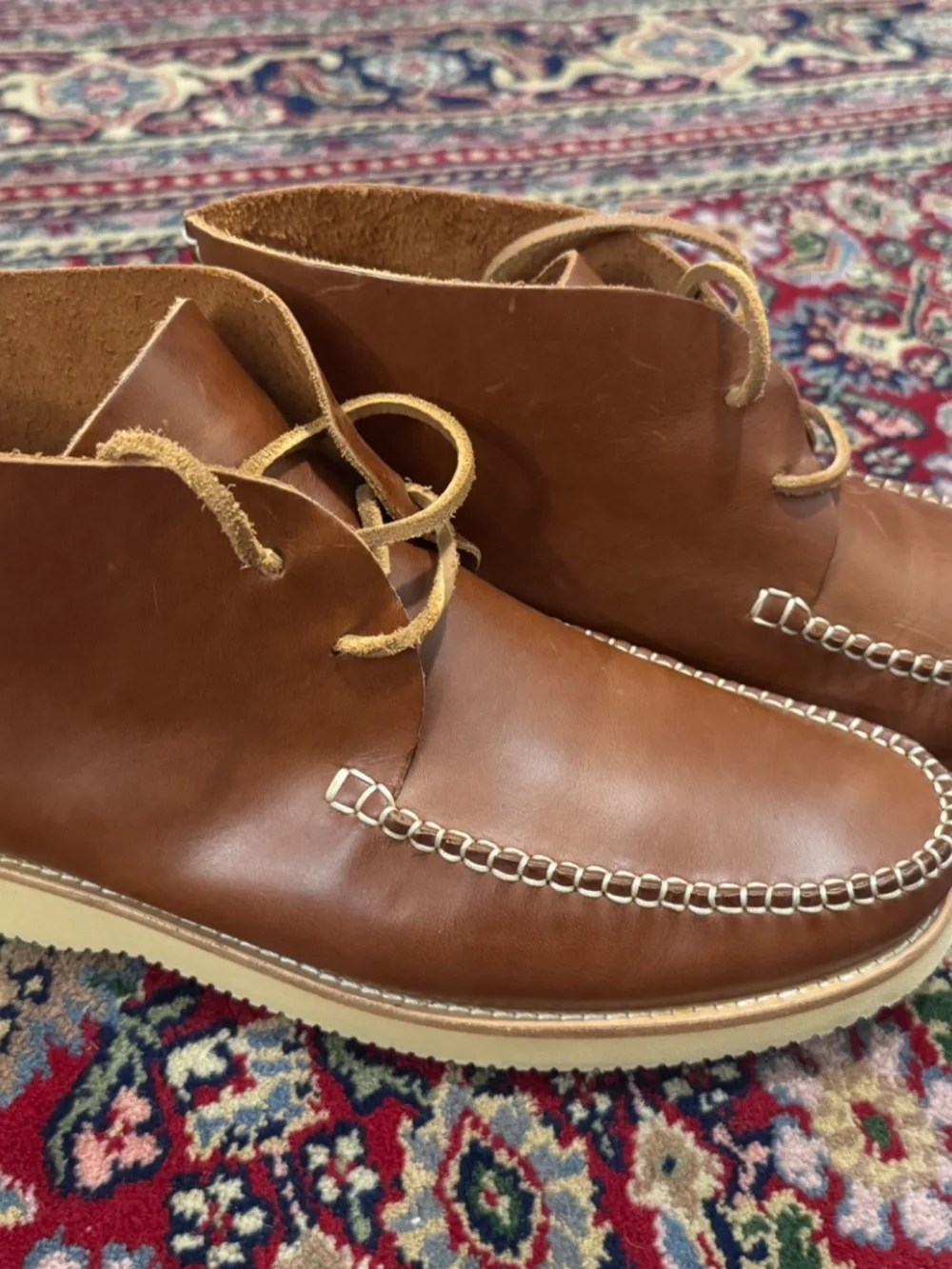 Share Yogi Lucas Brown Leather Moc Toe Vibram Chukka Boots UK 11 US 12 Portugal